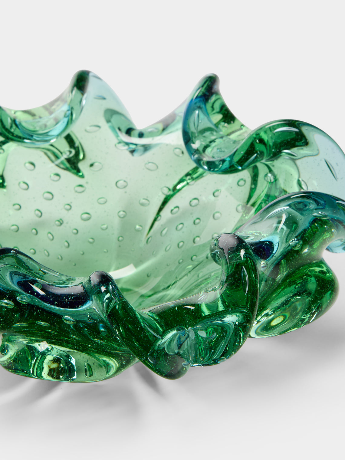 Antique and Vintage - Mid-Century Crystal Ashtray - Green - ABASK