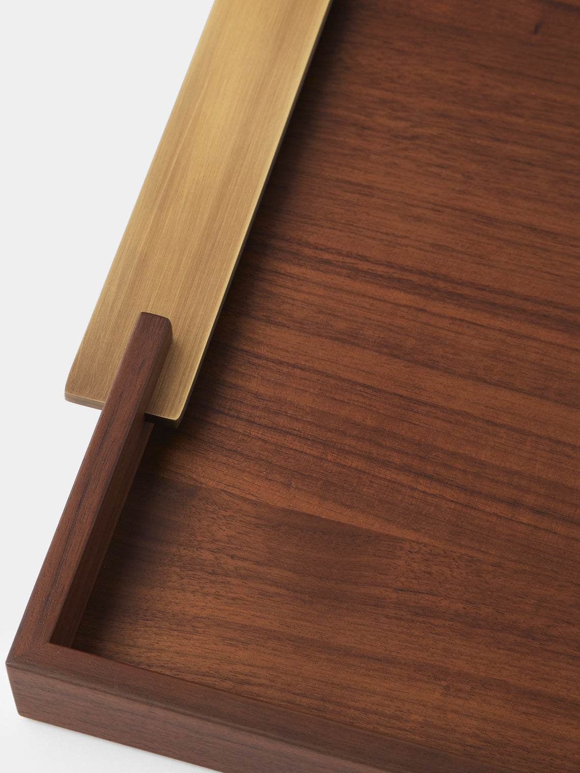 Riviere - Dama Walnut and Brass Tray (27.5in/70cm) - Brown - ABASK
