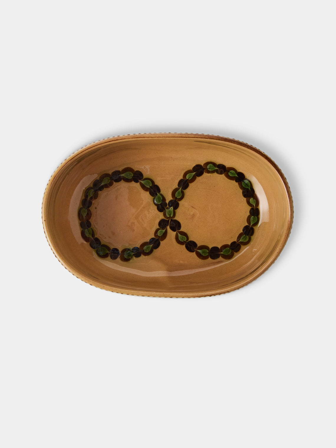 Poterie d’Évires - Flowers Hand-Painted Ceramic Mini Oval Dish - Green - ABASK