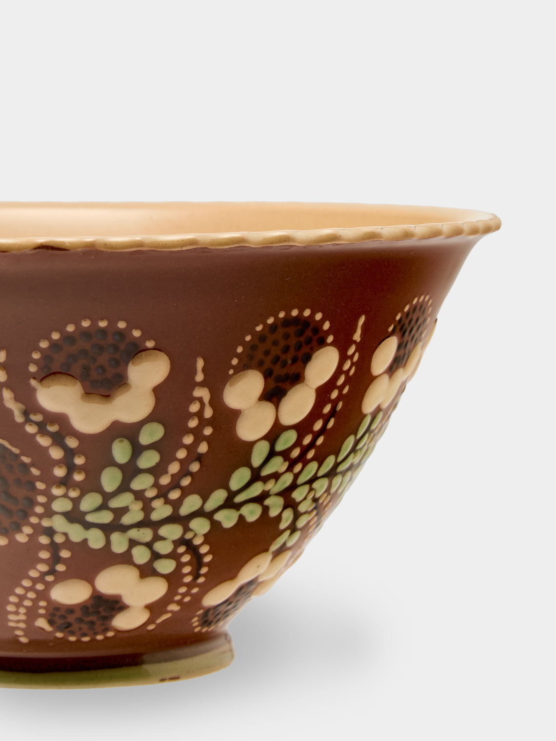 Poterie d’Évires - Flowers Hand-Painted Ceramic Mini Salad Bowl - Light brown - ABASK