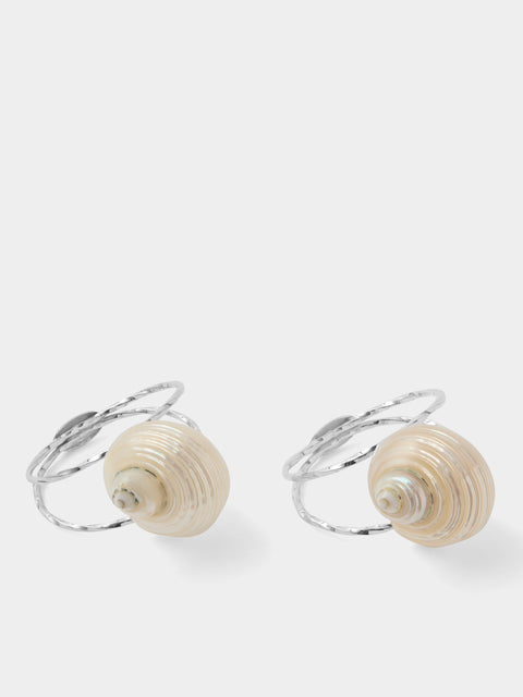 Tavares 1922 - | Set of 2 | Silver and Shell Napkin Rings - Silver - ABASK - 