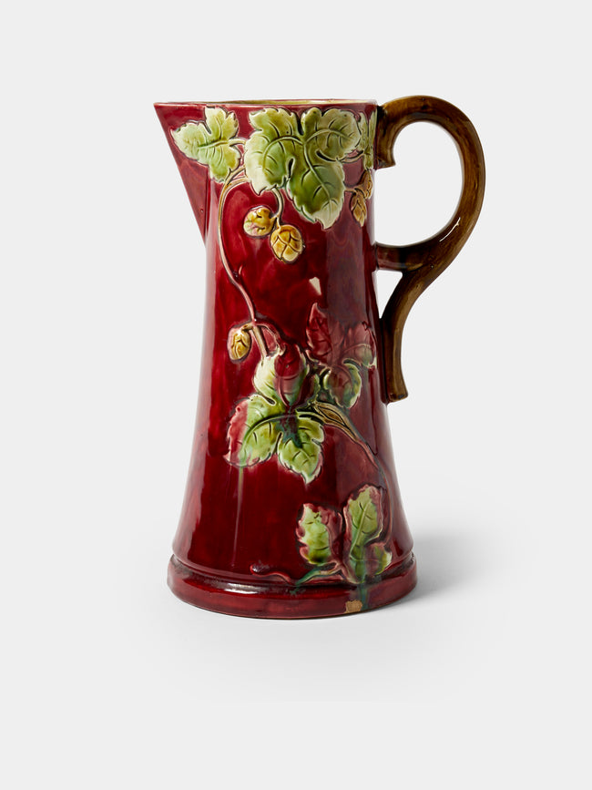 Antique and Vintage - 1950s Majolica Ceramic Jug - Red - ABASK - 