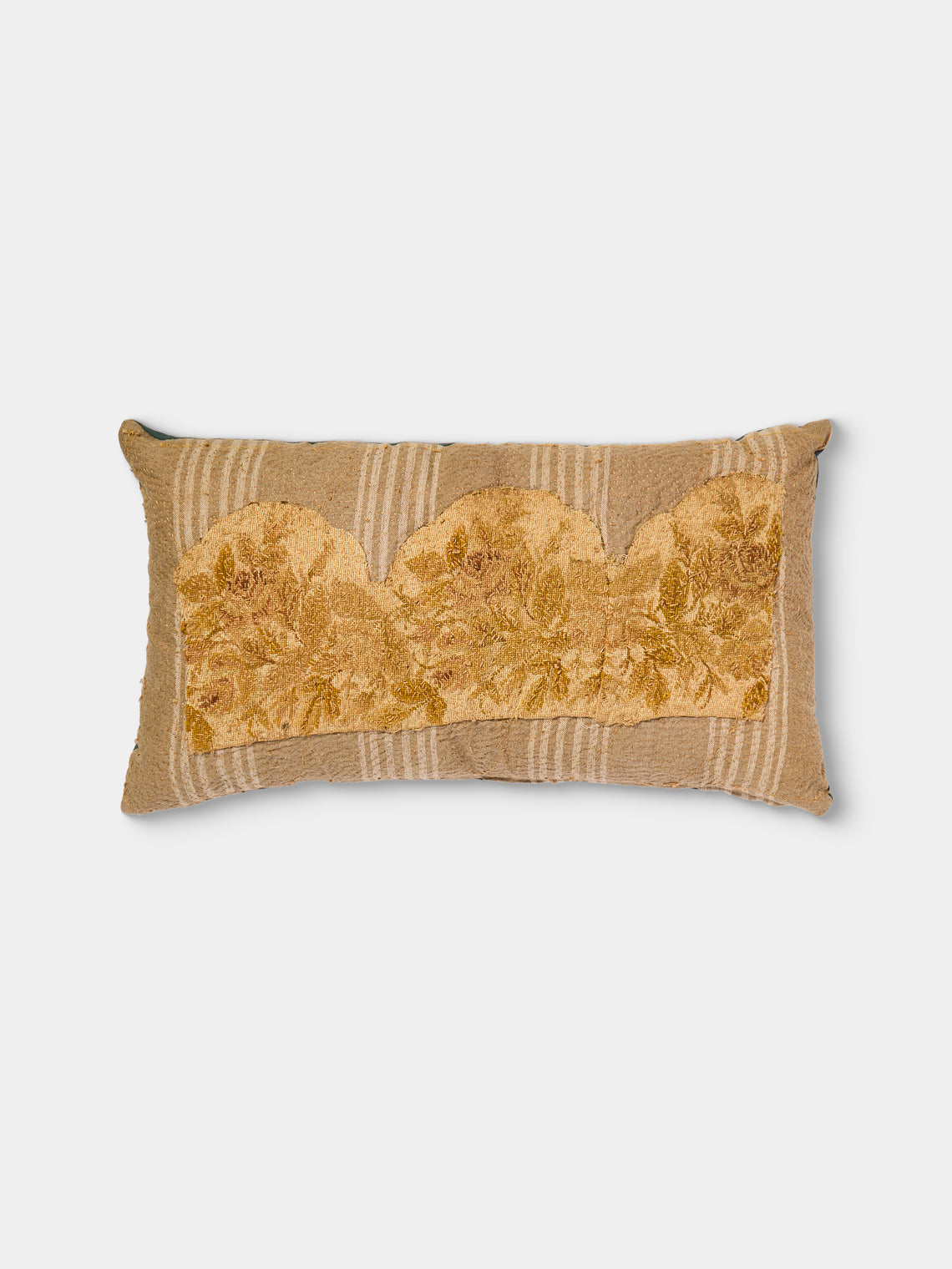 By Walid - 19th-Century Embroidery Wool, Damask and Ticking Fabric Pillow (28.5in/73cm) - Multiple - ABASK - 