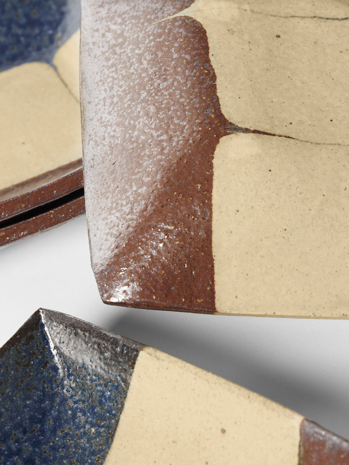 Makidani-gama - No. 1 Nerikomi Ceramic Square Plates – 5in/12.5cm (Set of 5) - Multiple - ABASK