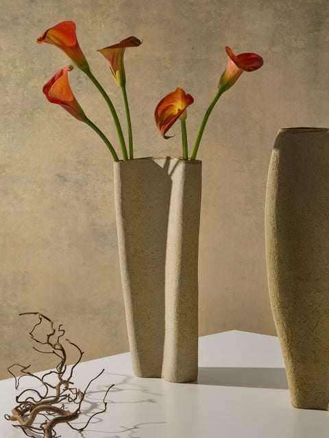 Linda Ouhbi - No. 1 Hand-Built Stoneware Vase (16.5in/42cm) - Beige - ABASK