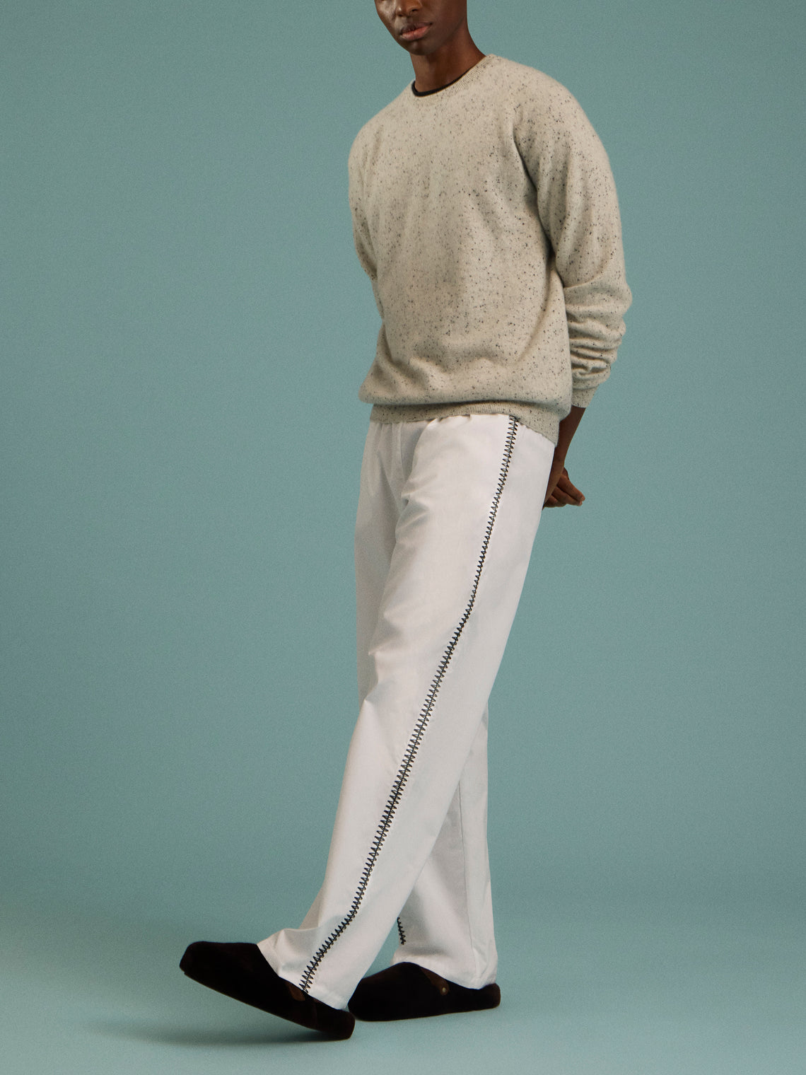 Frenckenberger - Cashmere R-Neck Boyfriend Sweater - Gray - ABASK