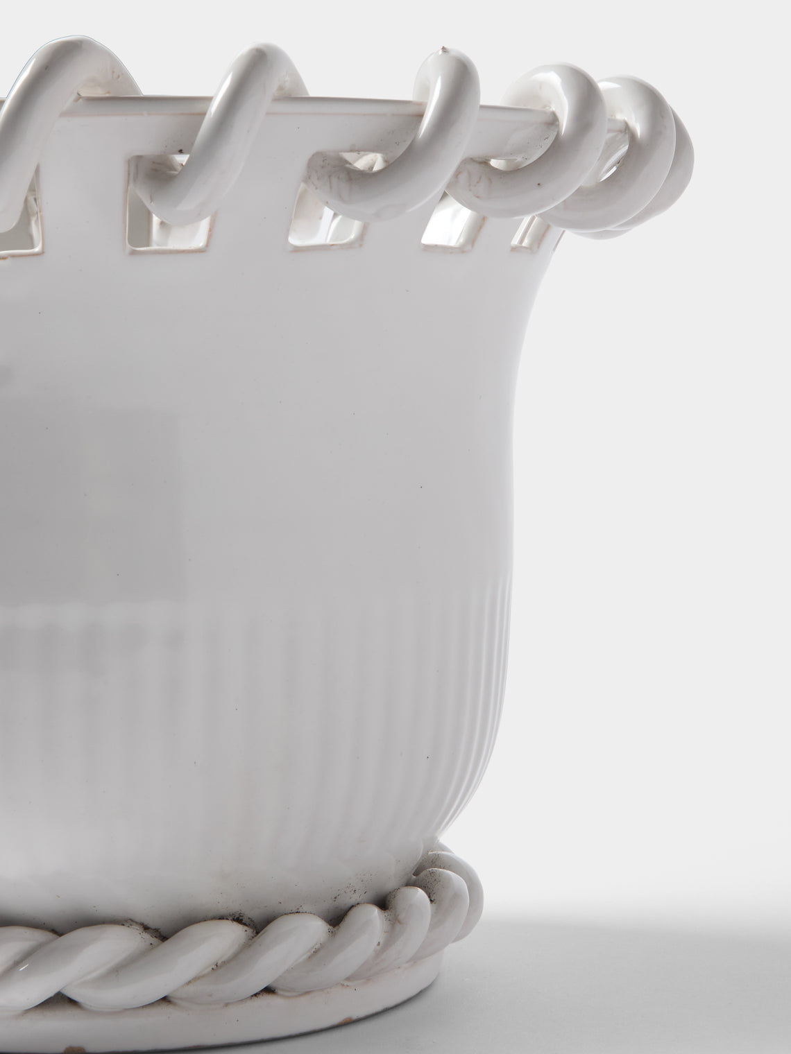 Antique and Vintage - 1920s Émile Tessier Ceramic Vase (11in/28.5cm) - White - ABASK