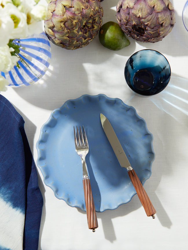 Perla Valtierra - Hand-Glazed Ceramic Side Plates (Set of 4) - Blue - ABASK