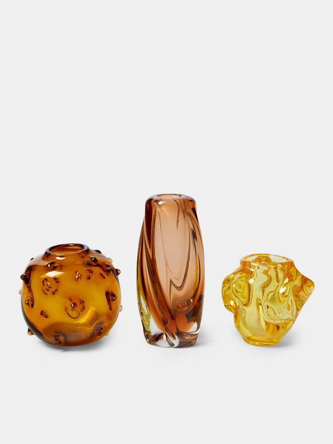 Antique and Vintage - Mid-Century Glass Bud Vases (Set of 3) - Yellow - ABASK - 