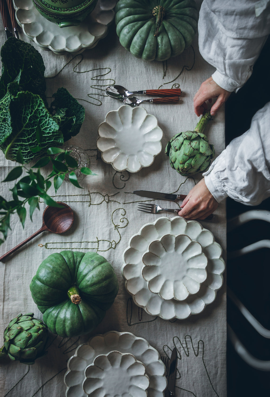 Kaneko Kohyo - Rinka Ceramic Dinner Plates – 10.5in/27cm (Set of 4) - White - ABASK