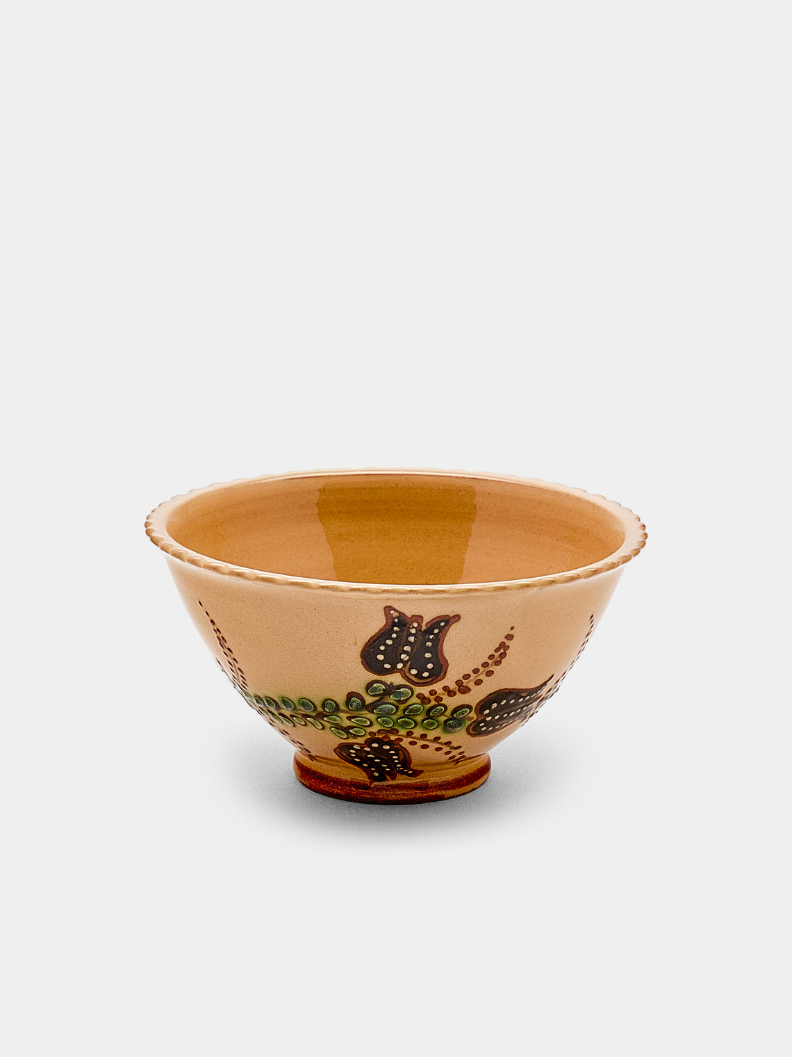 Poterie d’Évires - Flowers Hand-Painted Ceramic Small Fluted Bowls (Set of 8) - Cream - ABASK