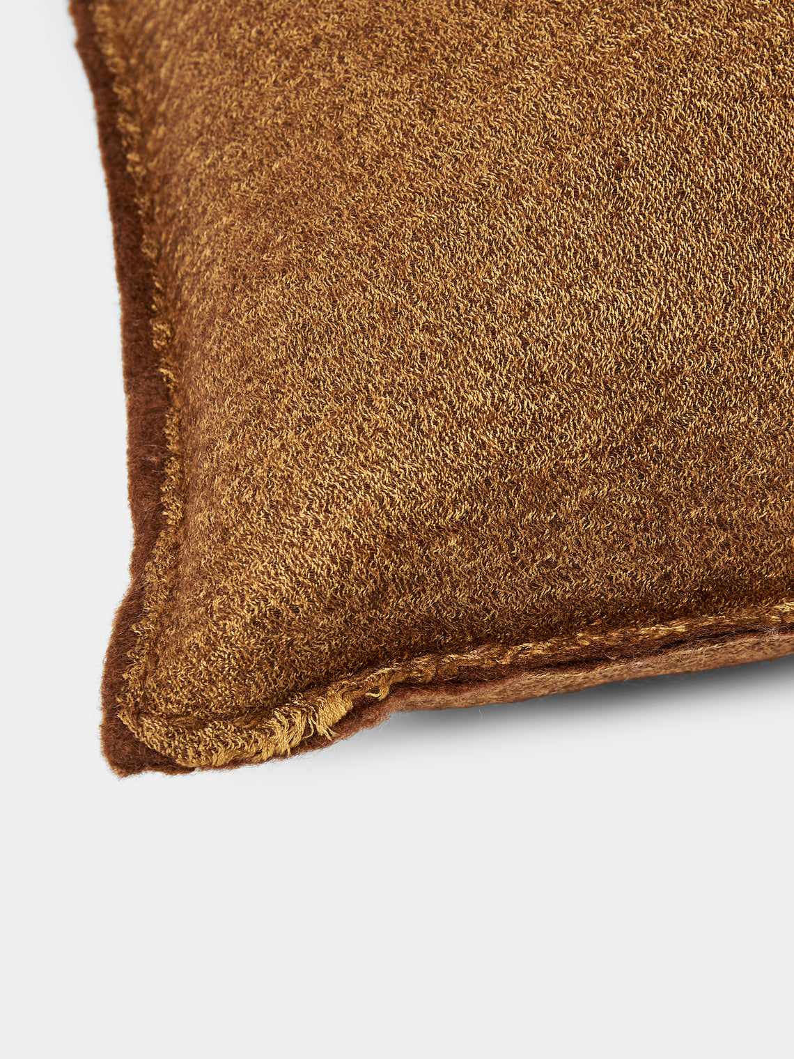 Norlha - Overfelt Ripples Yak and Silk Cushion (19.5in/50cm) - Brown - ABASK
