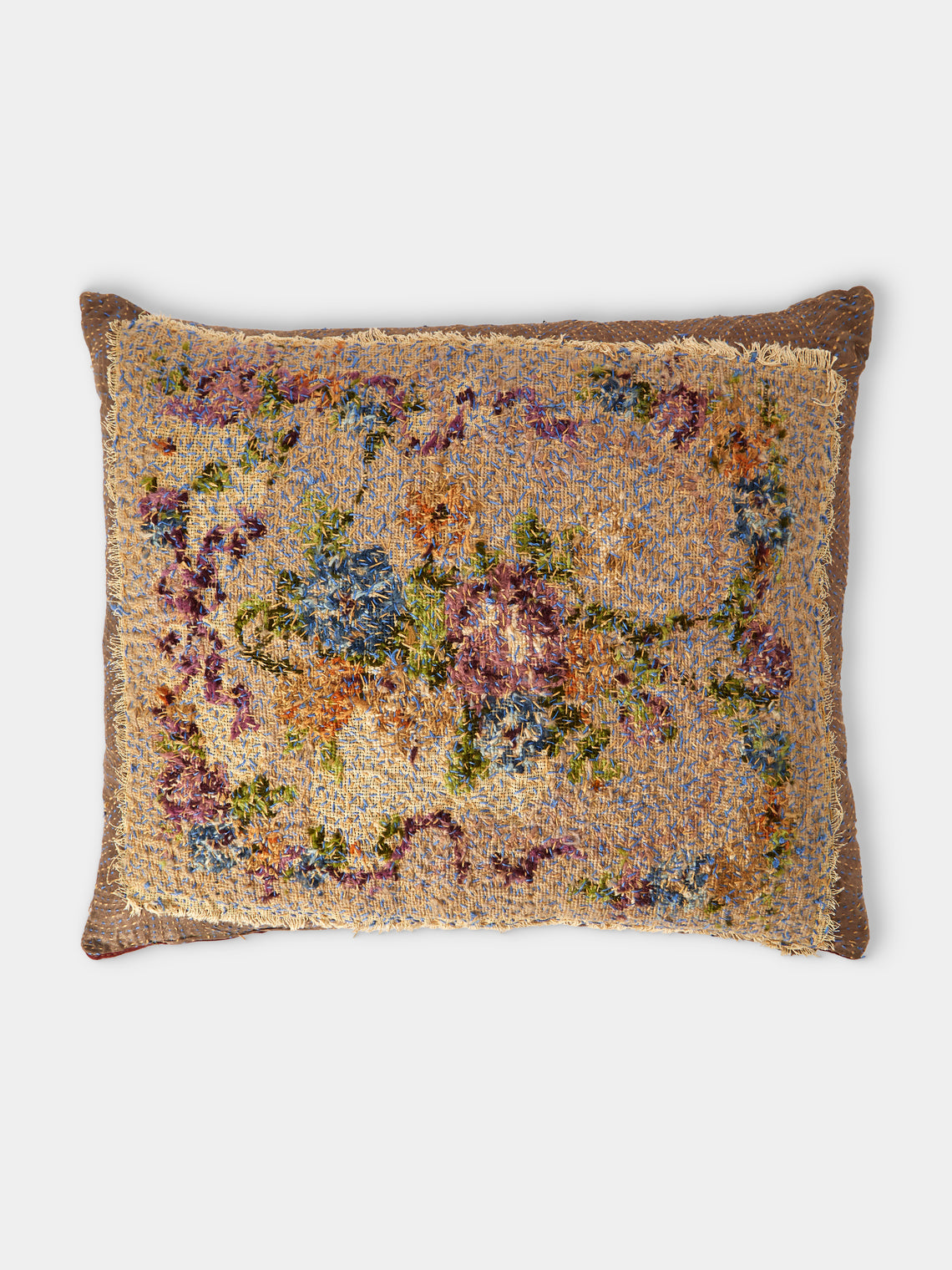By Walid - 19th-Century Needlepoint Wool and Silk Damask Cushion (23.5in/60cm) - Multiple - ABASK - 