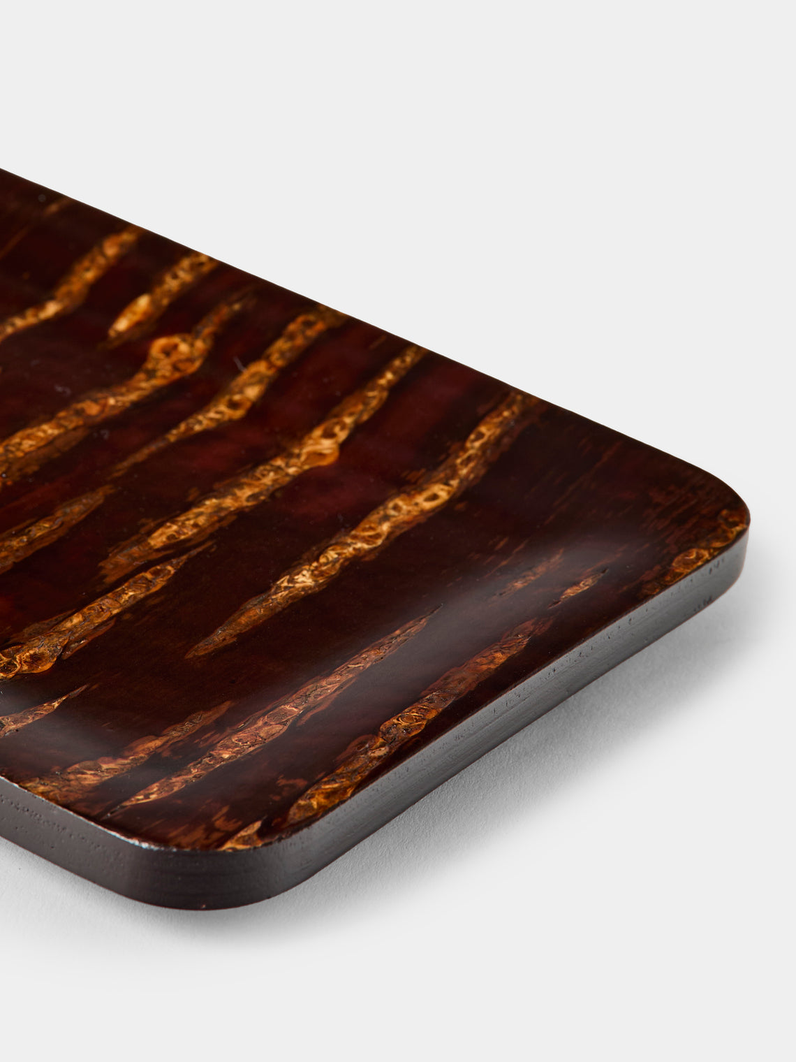 Denshiro - Polished Cherry Bark Tray (12in/30cm) - Brown - ABASK