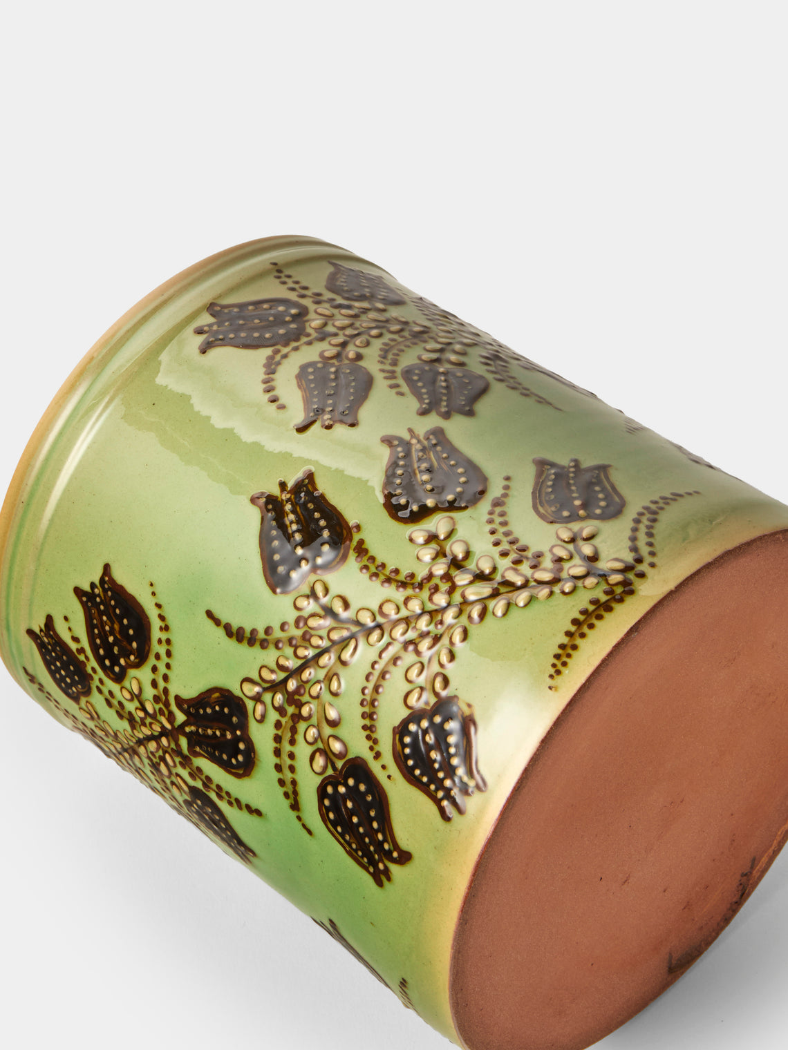 Poterie d’Évires - Flowers Hand-Painted Ceramic Utensil Pot - Green - ABASK