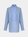 Sebline - Ruffle Cotton Shirt | Size: S - Light Blue - ABASK - 