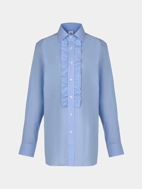 Sebline - Ruffle Cotton Shirt | Size: S - Light Blue - ABASK - 