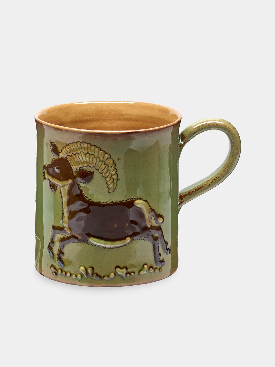 Poterie d’Évires - Animals Hand-Painted Ceramic Mugs (Set of 6) - Light green - ABASK