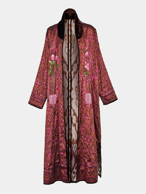 Nazzy Beglari - Hand-Loomed Ikat Cotton Reversible Chapan-Style Robe | One Size - Multiple - ABASK - 
