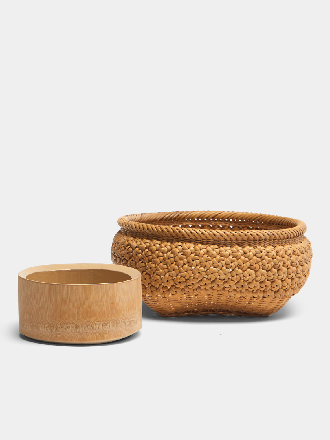 Junpei Kawaguchi - Hand-Braided Rattan Flower Basket - Brown - ABASK