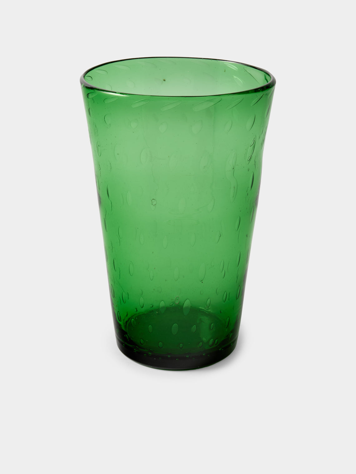 Antique and Vintage - 1980s Bullicante Glass Vase (10in/26cm) - Green - ABASK - 