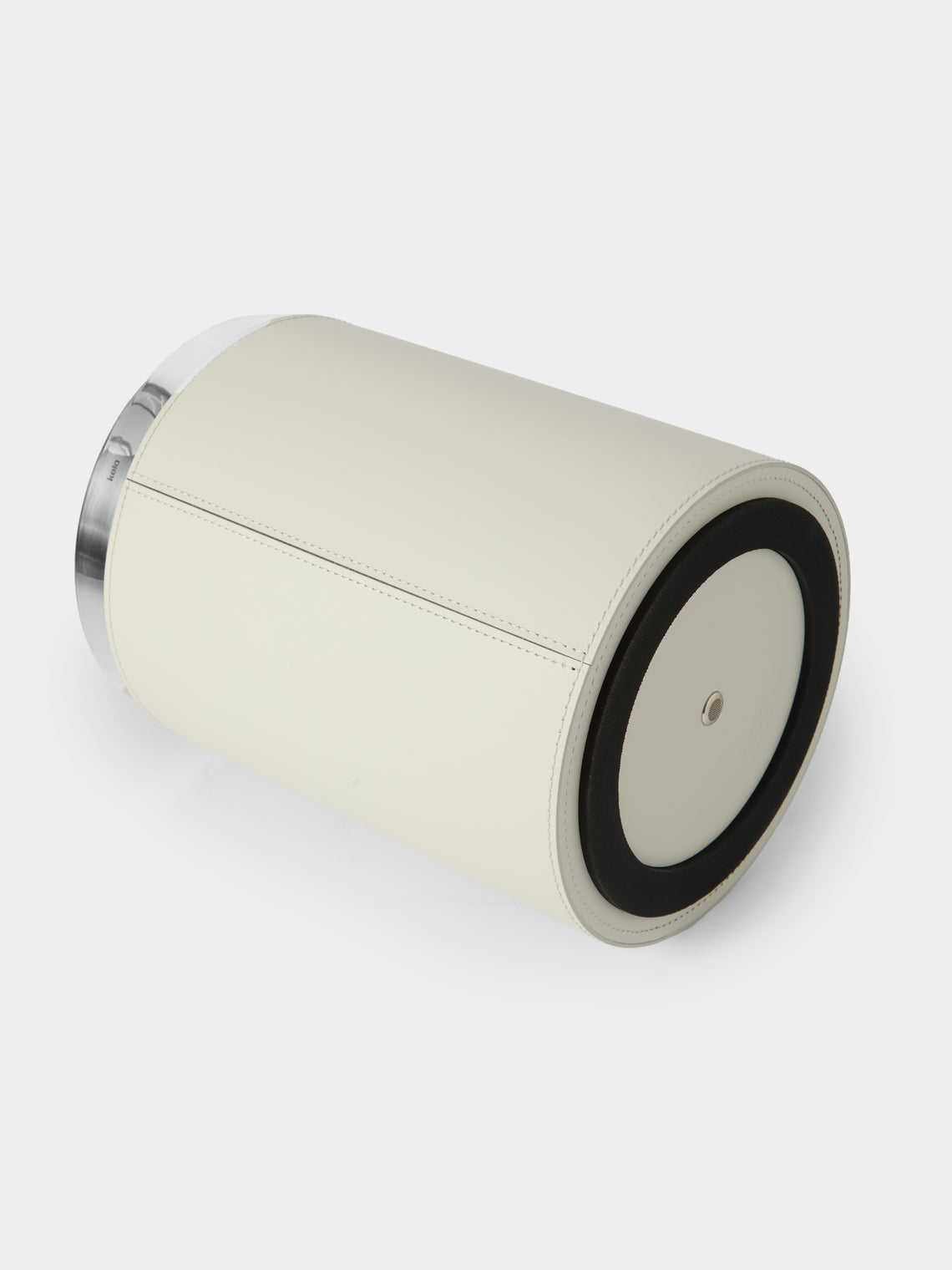 RUDI - Perry Leather Lidded Wastepaper Bin - White - ABASK