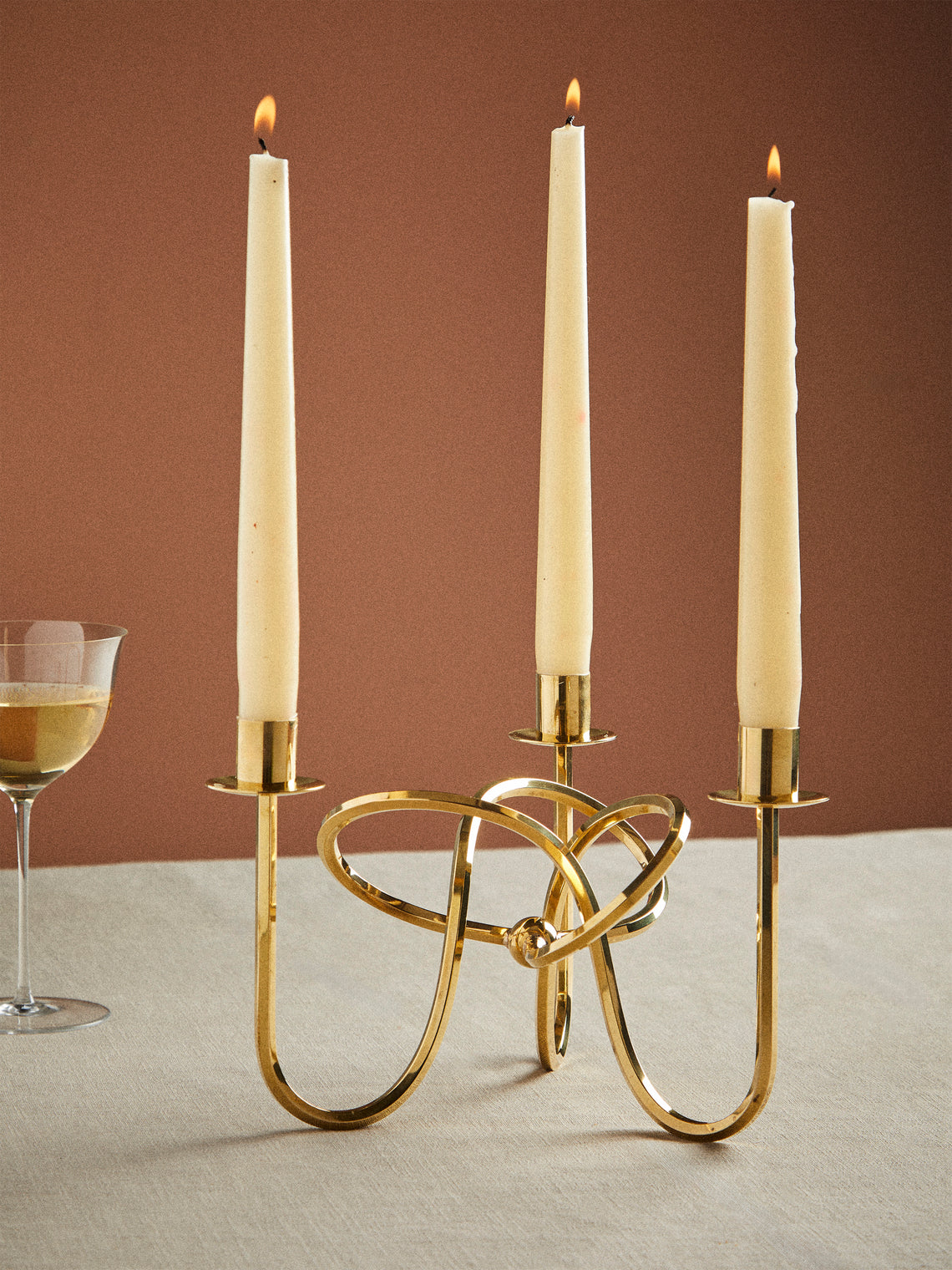 Antique and Vintage - 1960s Josef Frank The Knot of Friendship Brass Candle Holder - Gold - ABASK