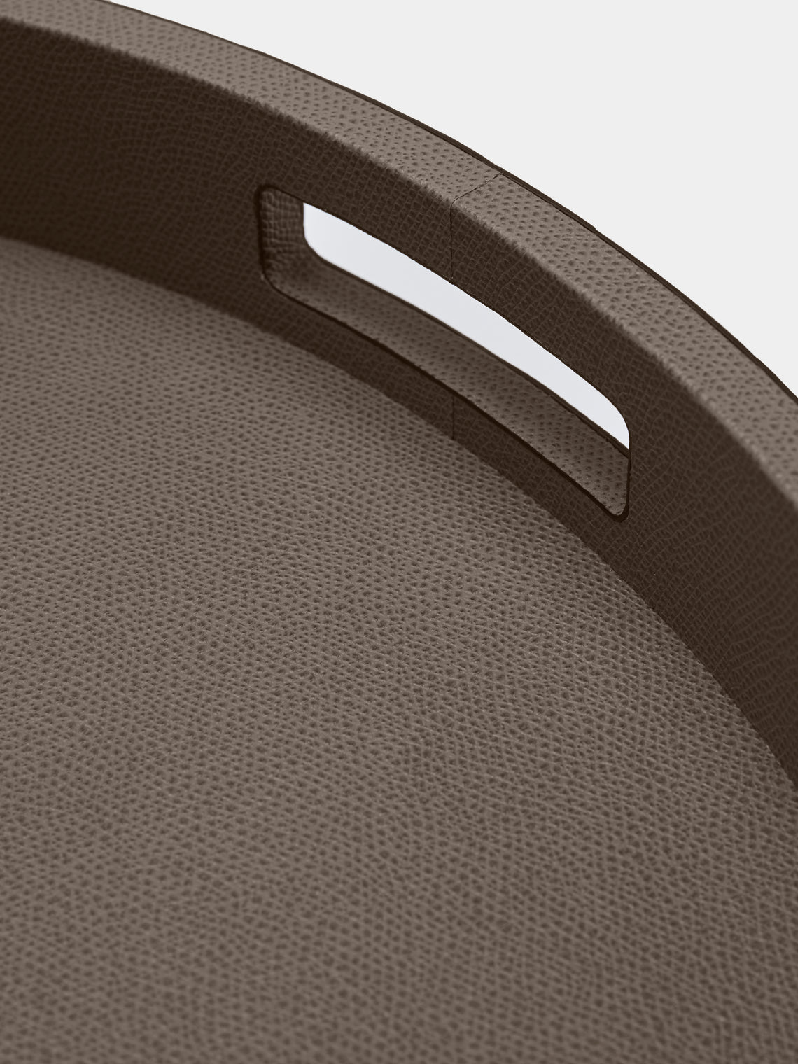 Giobagnara - Polo Leather Round Tray with Handles - Gray - ABASK