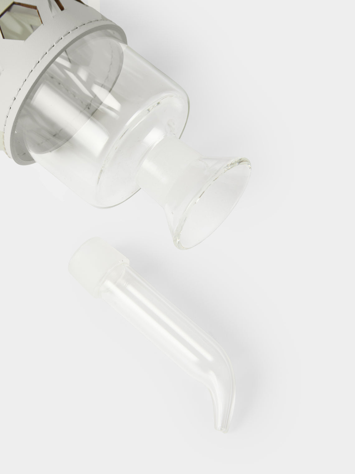 RUDI - Imperia Glass and Leather High Cruet - White - ABASK