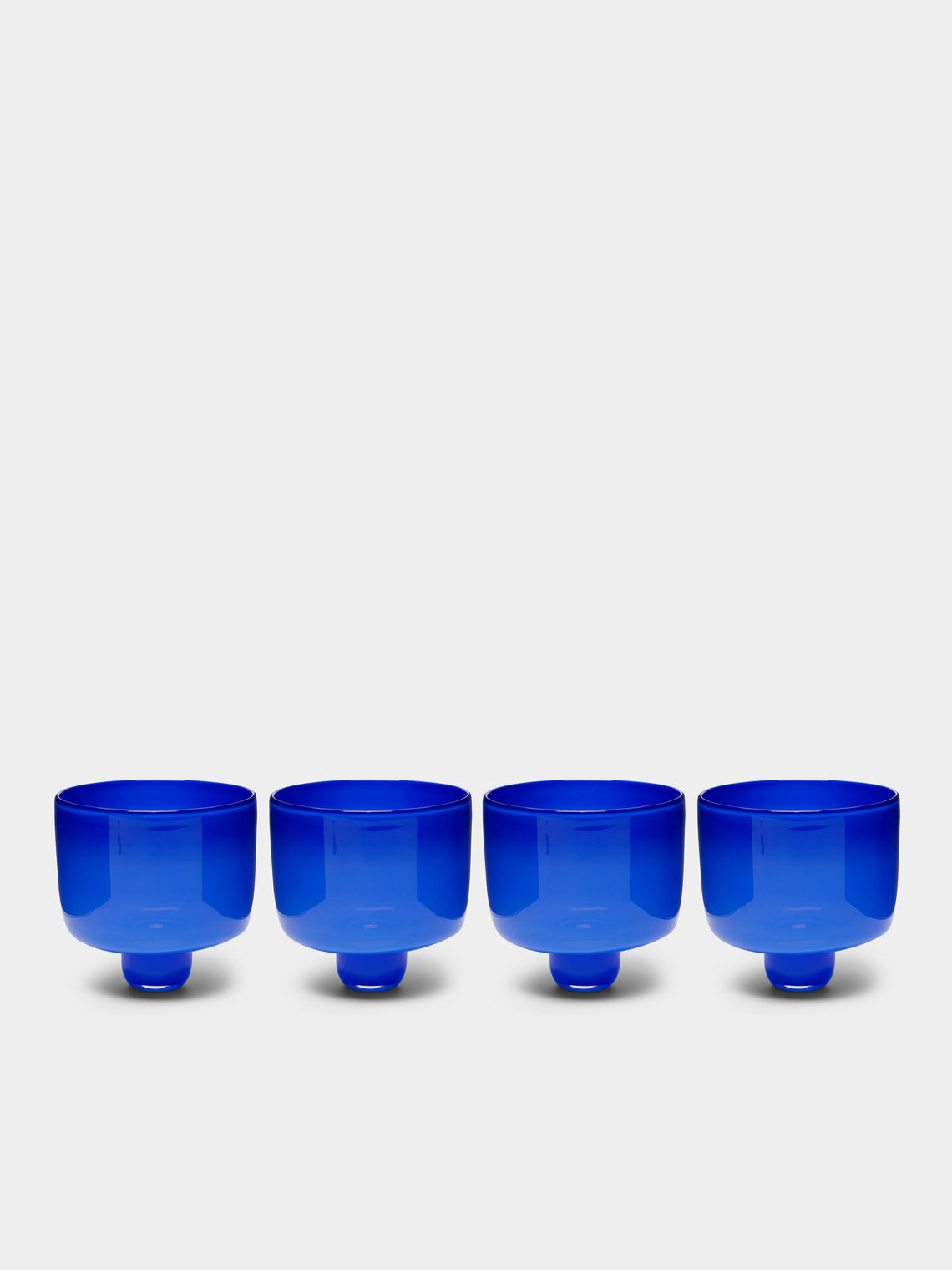 Pierrot Doremus - Hand-Blown Glass Ice Cream Bowls (Set of 4) - Blue - ABASK 