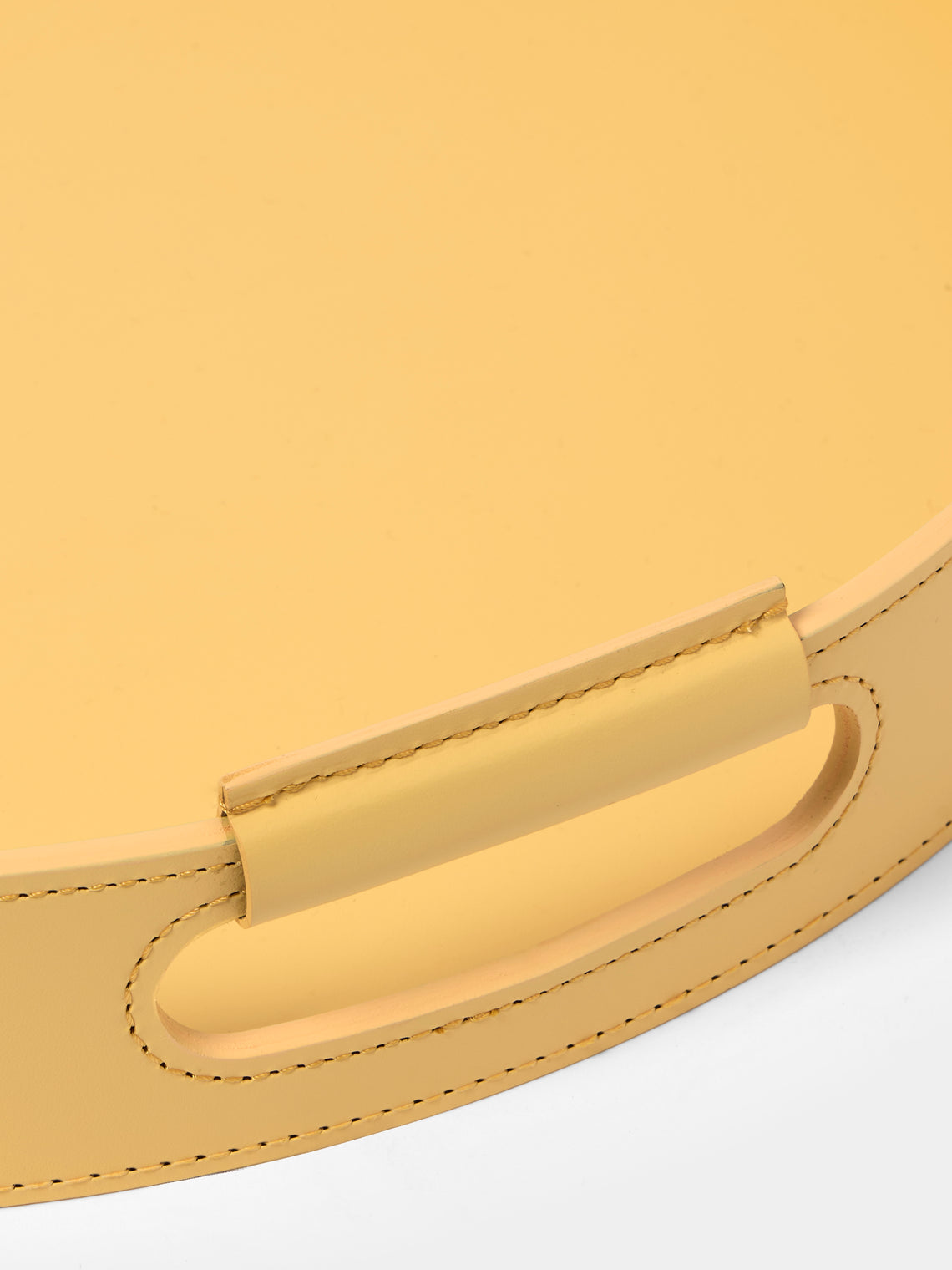 RUDI - Ginepro Leather Round Tray (16.5in/42.5cm) - Yellow - ABASK
