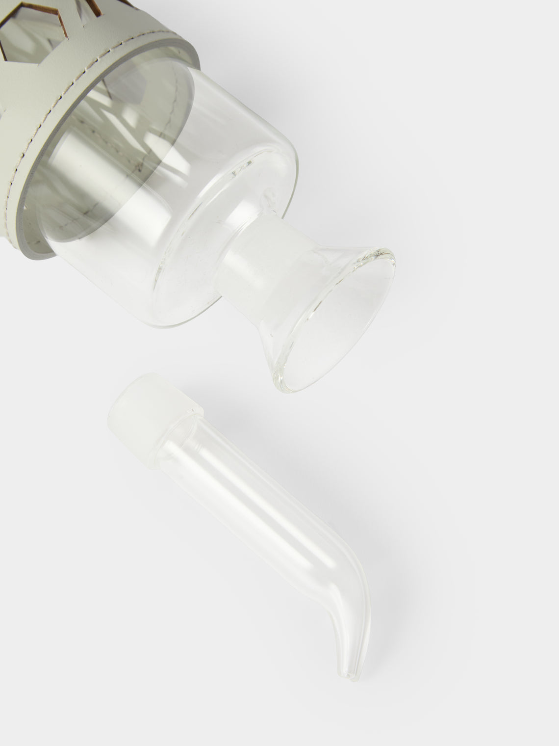 RUDI - Imperia Glass and Leather High Cruet - White - ABASK