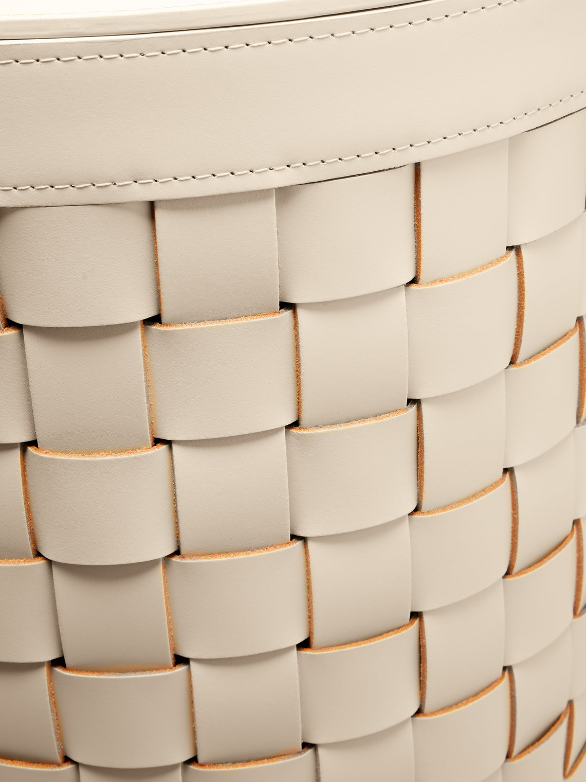 Riviere - Woven Leather Laundry Basket - Cream - ABASK