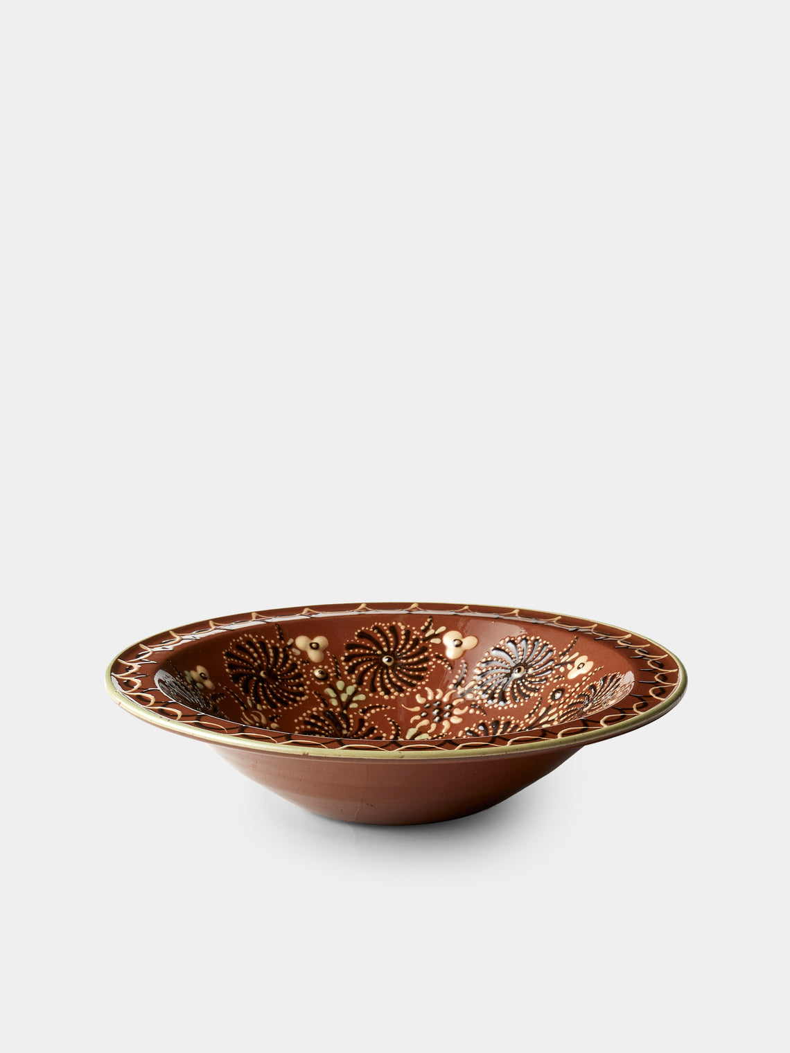 Poterie d’Évires - Flowers Hand-Painted Ceramic Serving Bowl - Light brown - ABASK - 