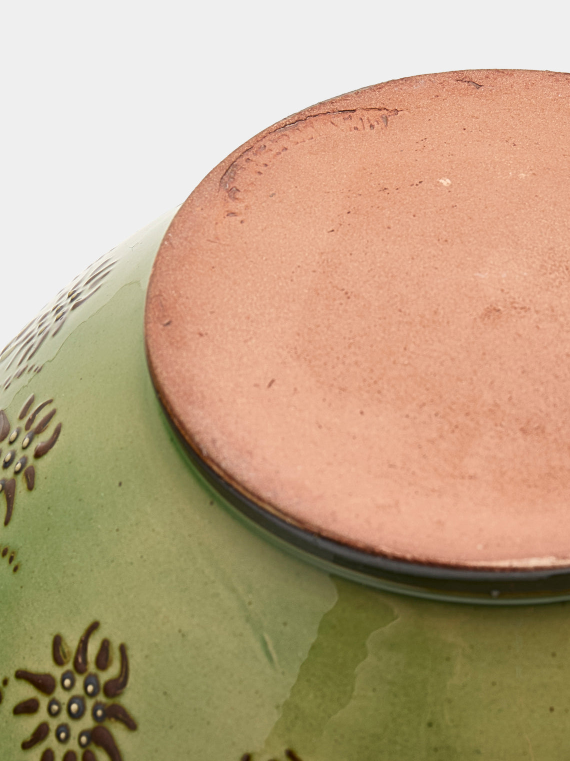 Poterie d’Évires - Flowers Hand-Painted Ceramic Large Serving Bowl - Green - ABASK