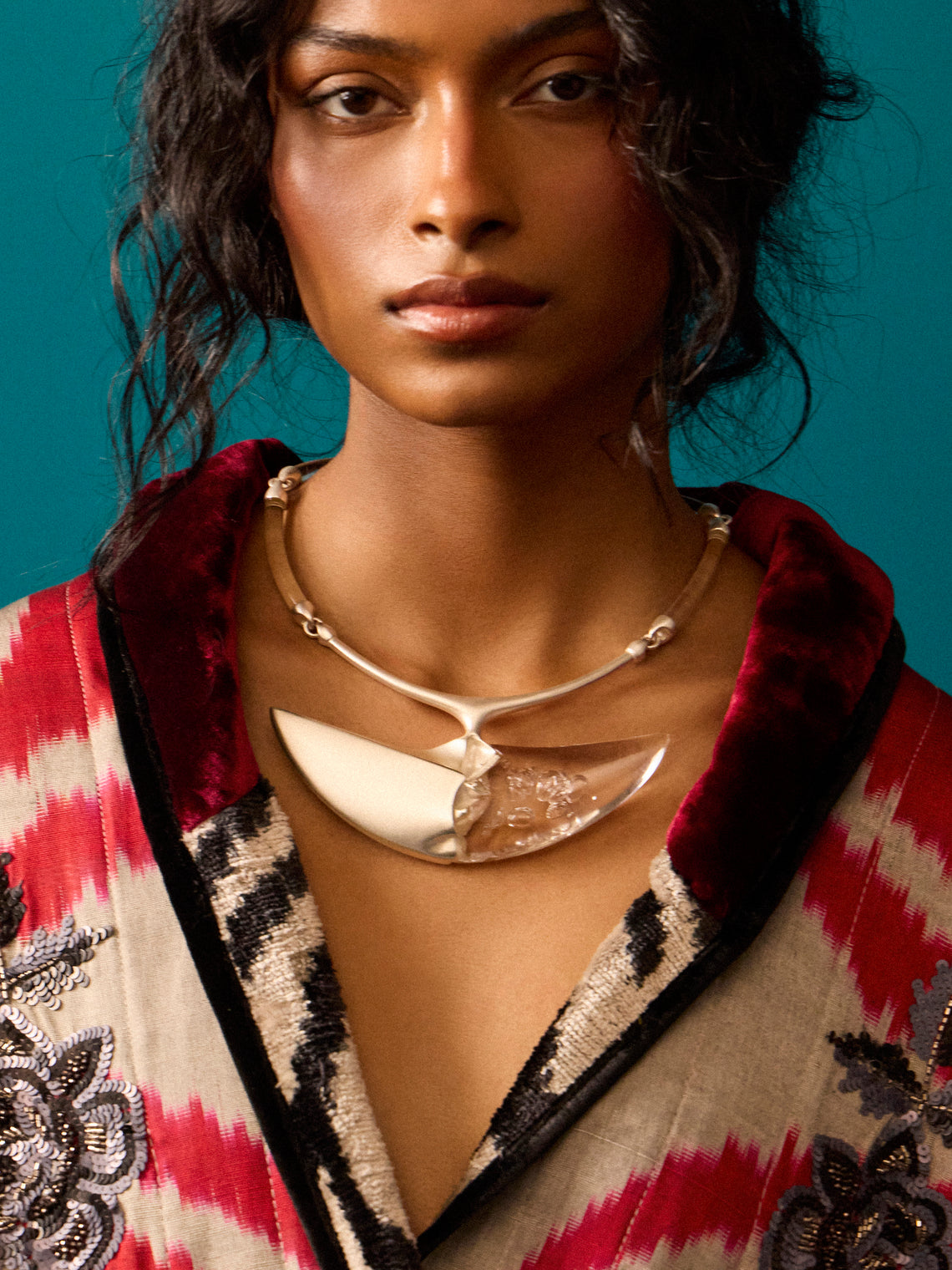 Mahnaz Collection - Women's Vintage 1960 Björn Weckström for Lapponia Finnish Silver and Resin Collar - Silver - ABASK