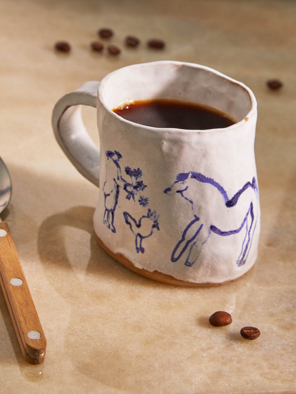 Liz Rowland - Horse Flower Man Hand-Painted Ceramic Mug -  - ABASK