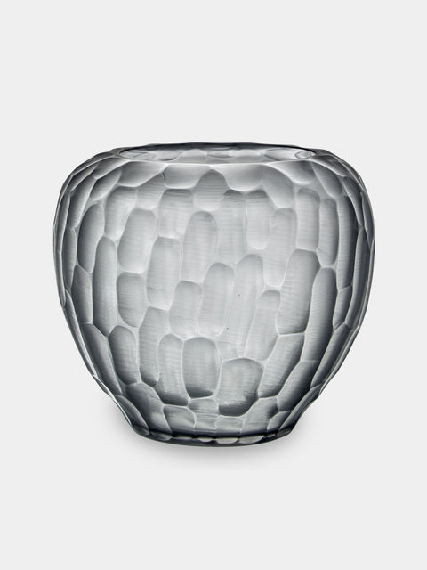 Micheluzzi Glass - Goccia Acciaio Bamboo Hand-Blown Murano Glass Vase (8in/20cm) - Gray - ABASK - 