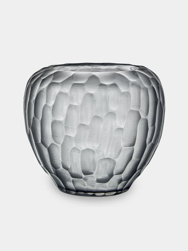 Micheluzzi Glass - Goccia Acciaio Bamboo Hand-Blown Murano Glass Vase (8in/20cm) - Gray - ABASK - 