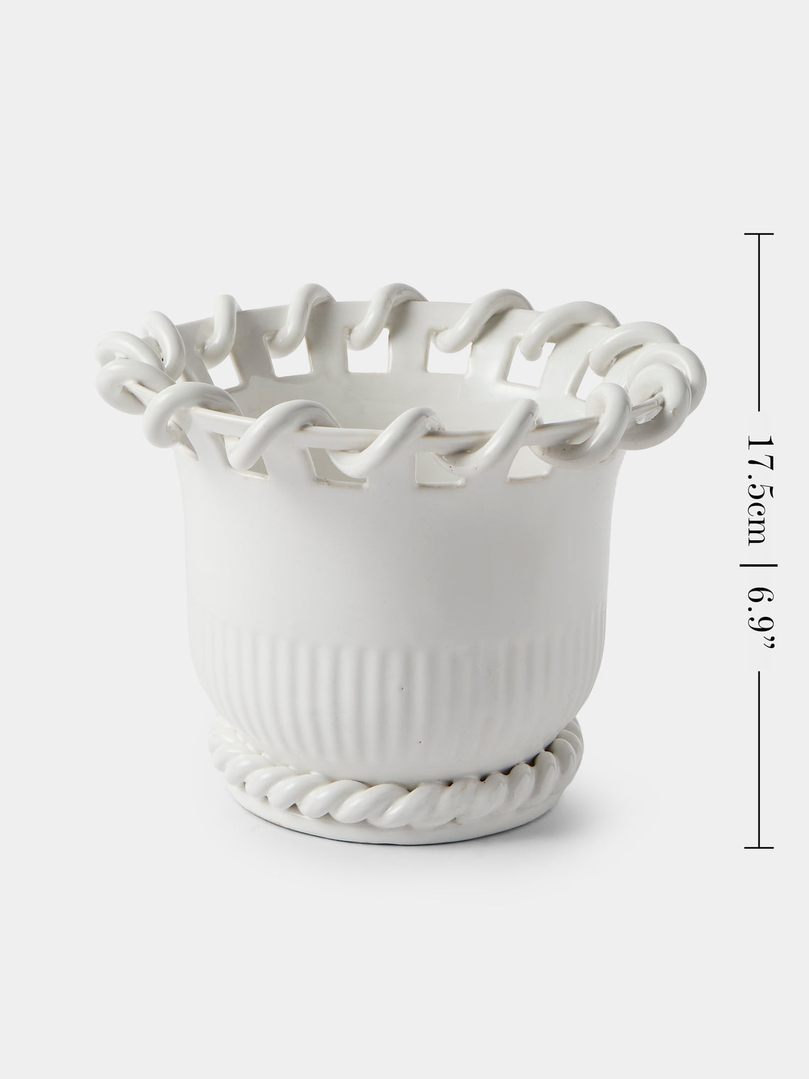 Antique and Vintage - 1940s Émile Tessier Ceramic Vase (9in/23.5cm) - White - ABASK