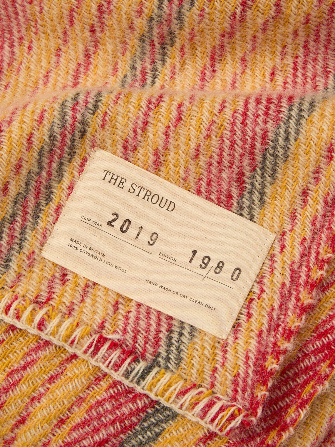The Stroud - Red Sky Cotswold Lion Wool Blanket (79in/2m) - Multiple - ABASK