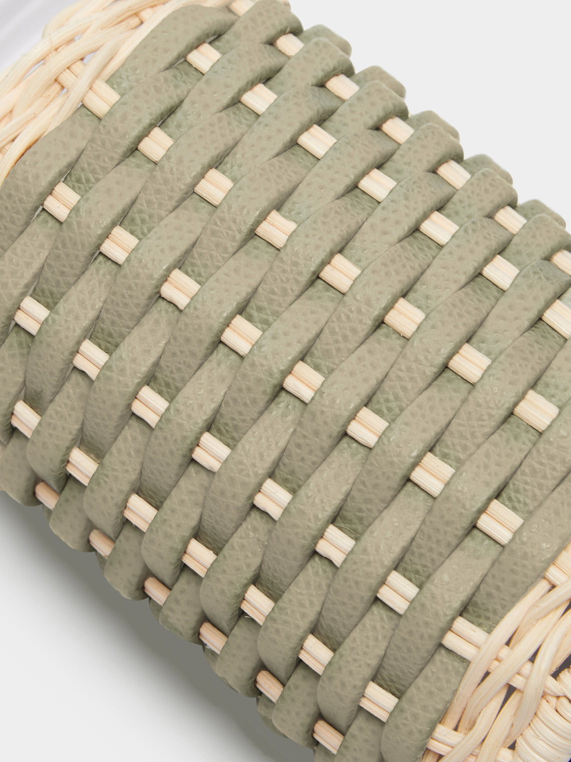 Giobagnara - Calais Leather and Rattan Toothbrush Holder - Light green - ABASK