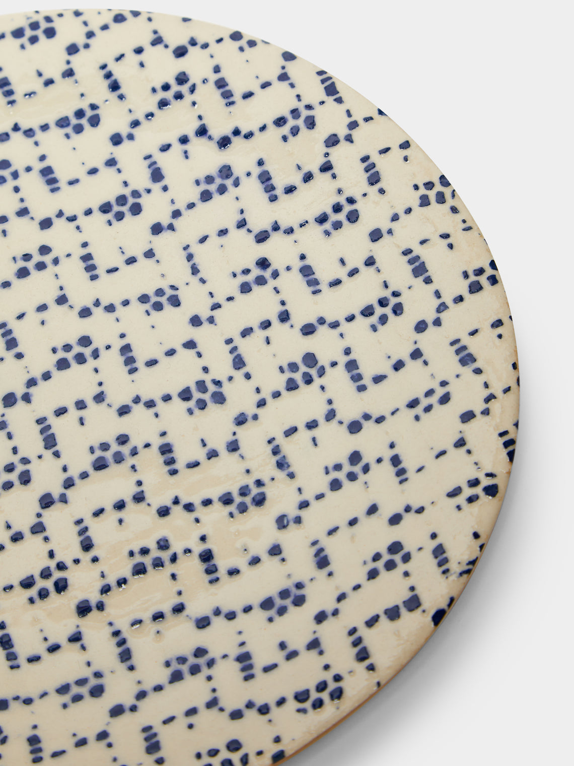 Terrafirma Ceramics - Hand-Printed Ceramic Dessert Plates (Set of 4) - Blue - ABASK