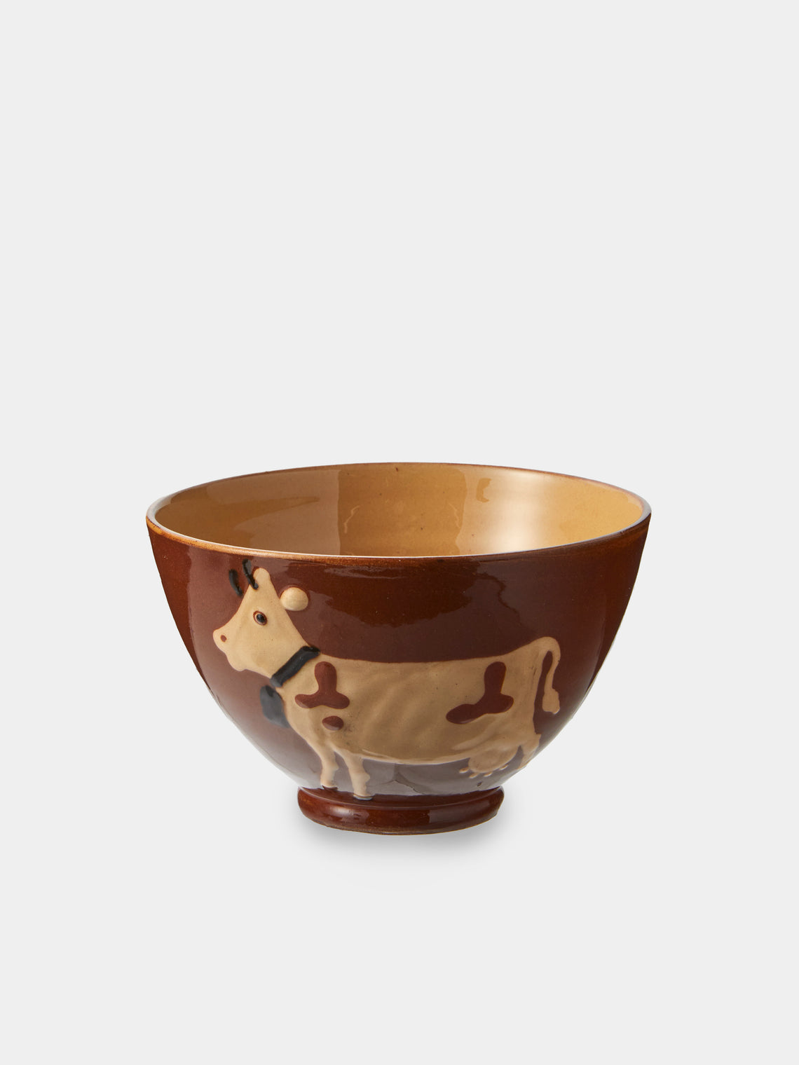 Poterie d’Évires - Cows Hand-Painted Ceramic Small Bowls (Set of 4) - Brown - ABASK
