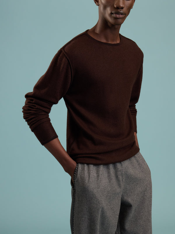 Denis Colomb - Fuzzy Brushed Cashmere Crew-Neck Sweater | Size: M - Brown - ABASK