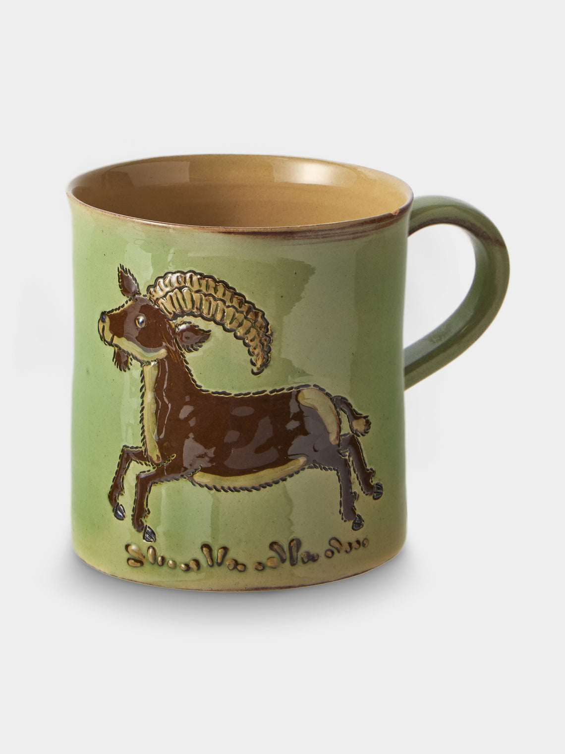 Poterie d’Évires - Animals Hand-Painted Ceramic Mugs (Set of 4) - Green - ABASK