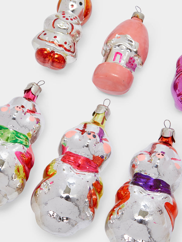 Antique and Vintage - 1950s Little Red Riding Hood and Three Little Pigs Glass Tree Decorations (Set of 6) -  - ABASK