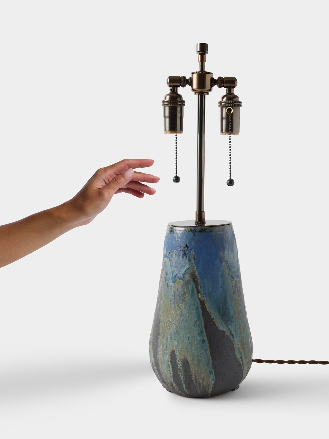Peter Speliopoulos Projects - Hand-Glazed Stoneware Table Lamp - Blue - ABASK