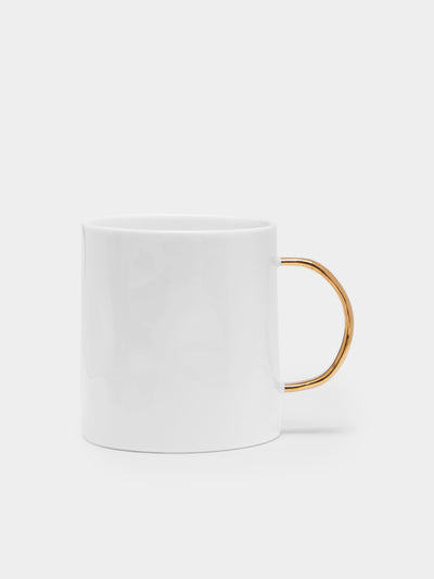 Feldspar - Hand-Painted 24ct Gold and Bone China Coffee Cups (Set of 4) - White - ABASK - 