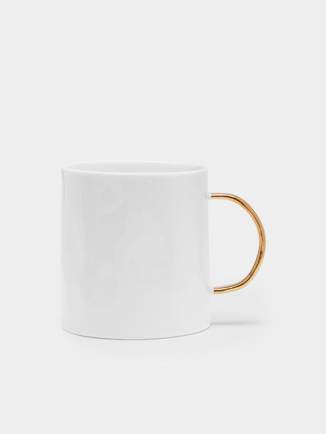 Feldspar - Hand-Painted 24ct Gold and Bone China Coffee Cups (Set of 4) - White - ABASK - 